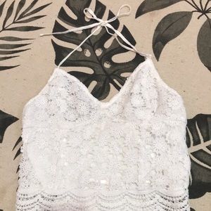 Hollister Floral White Halter Tank Top